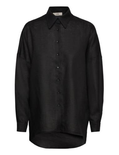 Bilbao Linen Shirt Tops Shirts Long-sleeved Black LEBRAND