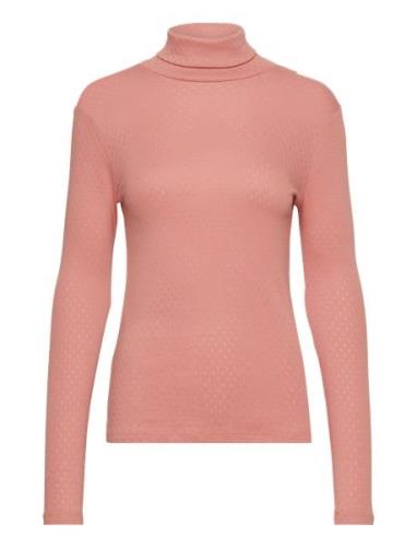 Arense Roll Neck Gots Tops T-shirts & Tops Long-sleeved Pink Basic App...