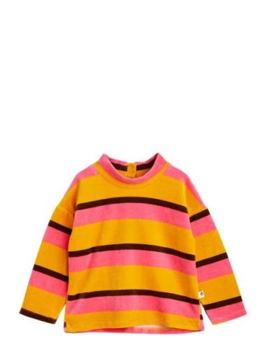 Stripe Velour Sweater Tops T-shirts Long-sleeved T-shirts Yellow Mini ...