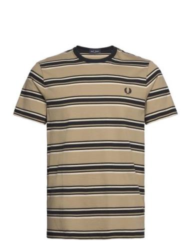 Stripe T-Shirt Tops T-shirts Short-sleeved Beige Fred Perry