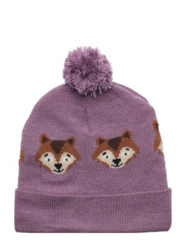 Knitted Beanie Jaquard Animal Accessories Headwear Hats Beanie Purple ...