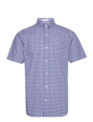 GANT Reg Poplin Gingham Ss Shirt Blå