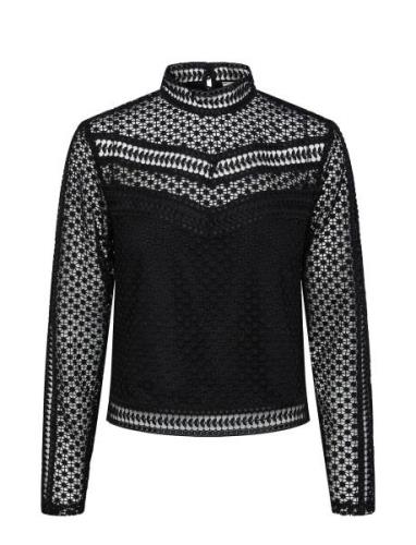 Yasalberta Ls New Lace Top Tops T-shirts & Tops Long-sleeved Black YAS