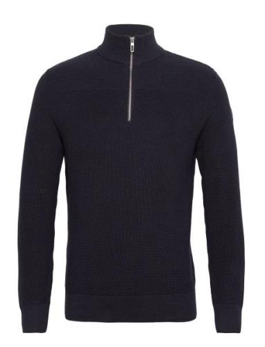 Structured Knit Troyer Tops Knitwear Half Zip Jumpers Navy Tom Tailor