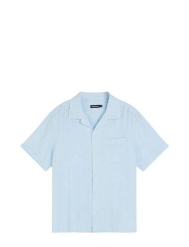 Linen Melange Ss Reg Shirt Designers Shirts Short-sleeved Blue J. Lind...