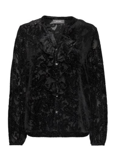 Mmleta Velvet Shirt Tops Blouses Long-sleeved Black MOS MOSH