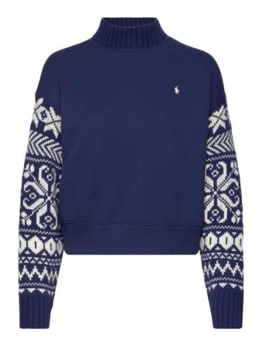 Hybrid Mockneck Pullover Tops Knitwear Jumpers Blue Polo Ralph Lauren