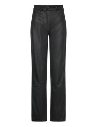 Coated Milano Hr Straight Bottoms Trousers Leather Leggings-Byxor Blac...