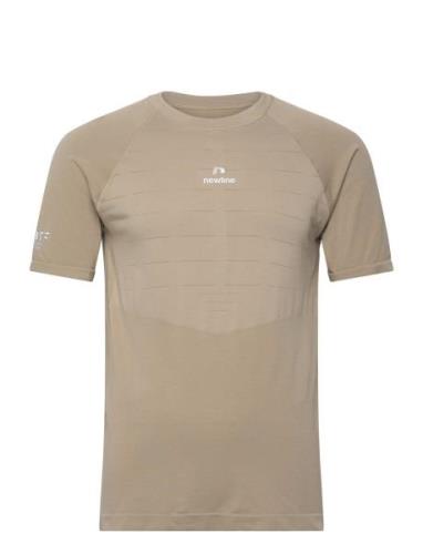 Nwlpace Seamless Tee Sport T-shirts Short-sleeved Beige Newline