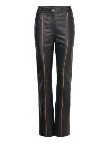 Leather Slim Pants Bottoms Trousers Leather Leggings-Byxor Black REMAI...