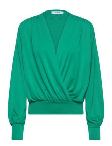 Msgasia Modal Wrap Blouse Tops Blouses Long-sleeved Green Minus