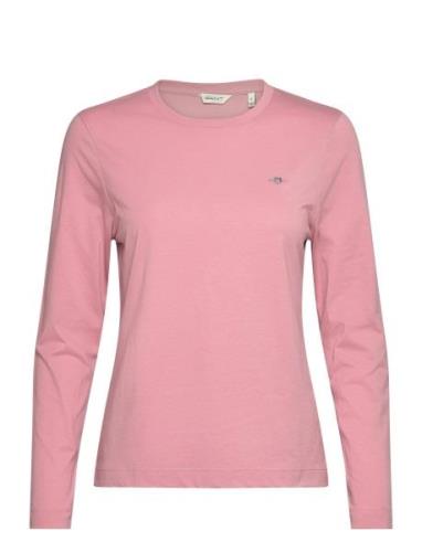 Reg Shield Ls T-Shirt Tops T-shirts & Tops Long-sleeved Pink GANT