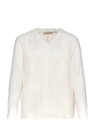 Carlei L/S V-Neck Blouse Wvn Tops Blouses Long-sleeved White ONLY Carm...