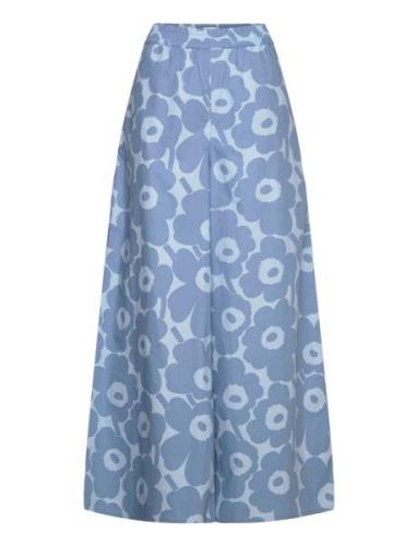 Kohti Unikko Bottoms Trousers Wide Leg Blue Marimekko