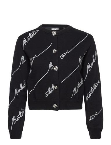 Sequin Logo Cardigan Tops Knitwear Cardigans Black ROTATE Birger Chris...