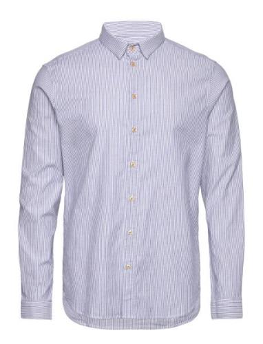 Mmgmarco Oxford Stripe Shirt Tops Shirts Casual Blue Mos Mosh Gallery