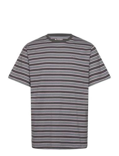 Dpfine Stripe Boxy Tee Tops T-shirts Short-sleeved Grey Denim Project