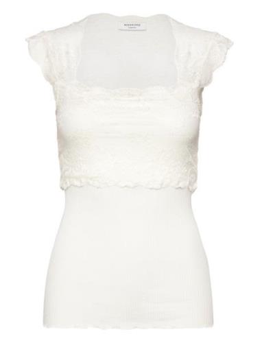 Silk T-Shirt W/ Lace Tops T-shirts & Tops Sleeveless White Rosemunde
