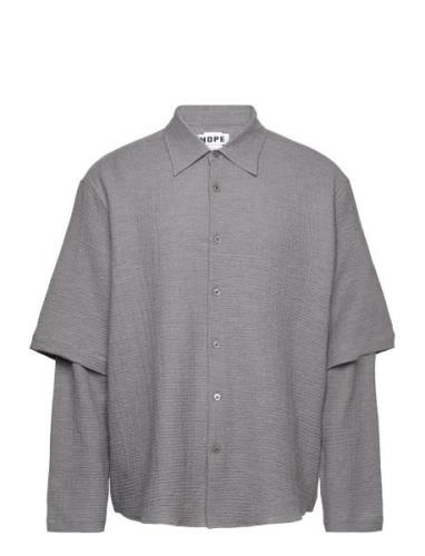 Over D Layered-Sleeve Shirt Designers Shirts Casual Grey Hope