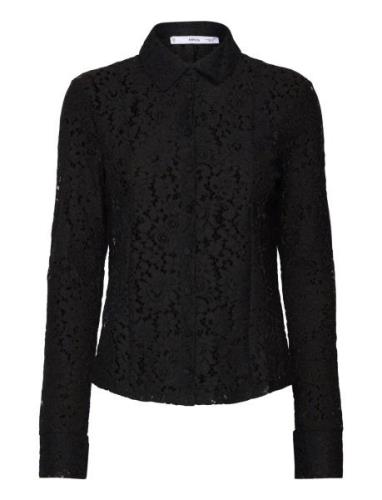 Lace Shirt With Buttons Tops Shirts Long-sleeved Black Mango