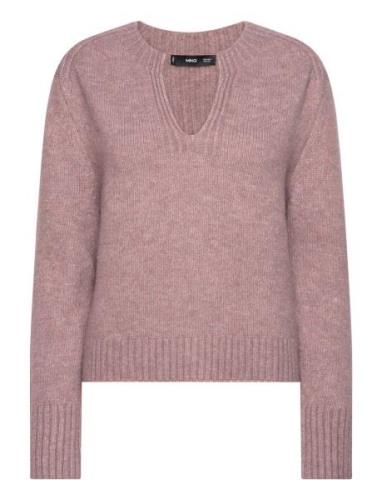 V-Neck Round-Neck Sweater Tops Knitwear Jumpers Pink Mango
