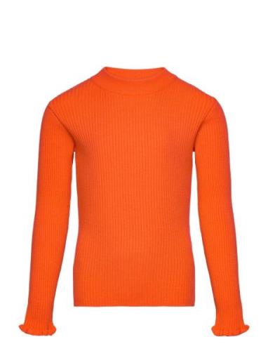 Nkfvianna Ls Slim Knit N Tops T-shirts Long-sleeved T-shirts Orange Na...