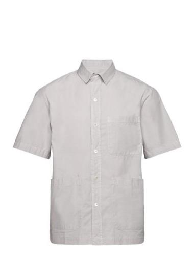 Short Sleeved Shirt - B White Tops Shirts Short-sleeved Grey Garment P...