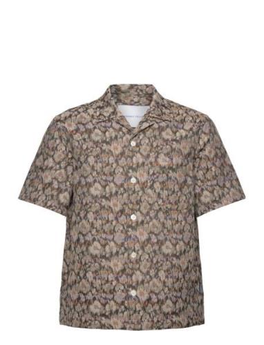 Camp Collar Shirt - Earth Flower Tops Shirts Short-sleeved Brown Garme...
