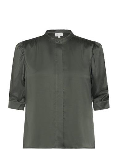 D6Pernaud Silk Smocked Blouse Tops Blouses Short-sleeved Green Dante6