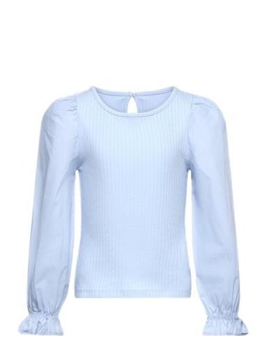 Top With Woven Sleeves Tops T-shirts Long-sleeved T-shirts Blue Lindex