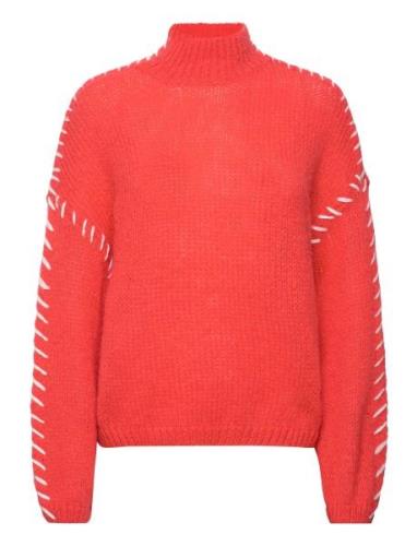 Vichoca New L/S Knit Pullover Tops Knitwear Turtleneck Red Vila