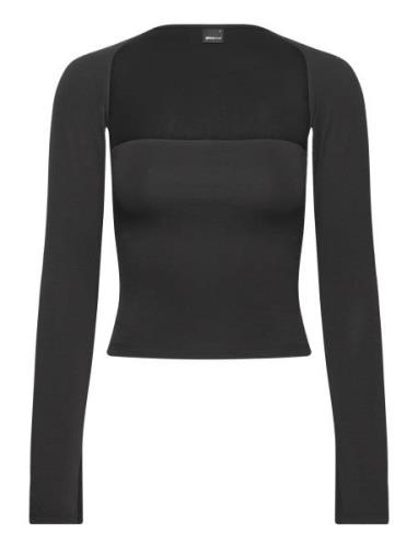 Soft Touch Square Neck Top Tops T-shirts & Tops Long-sleeved Black Gin...