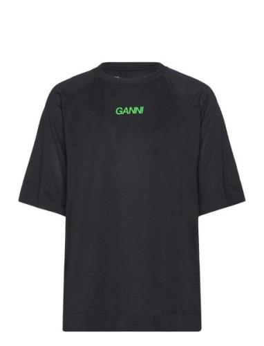 Active Mesh Sport T-shirts & Tops Short-sleeved Black Ganni