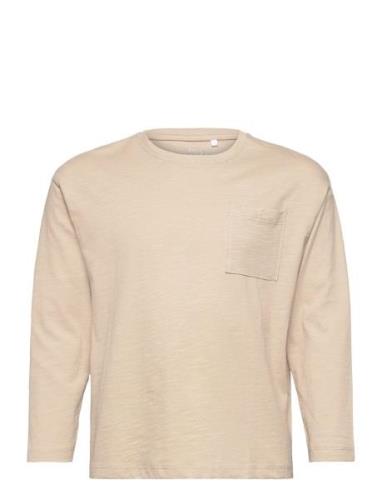 Nkmvebbe Ls Boxy Top Tops T-shirts Long-sleeved T-shirts Beige Name It