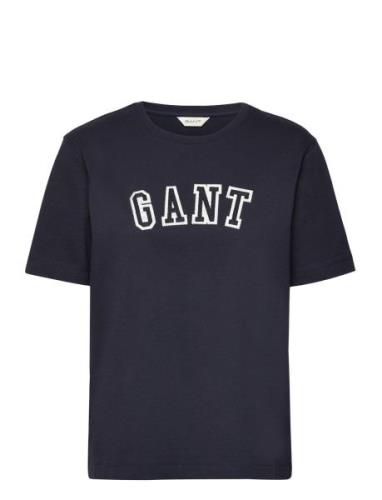 Rel Logo C-Neck T-Shirt Tops T-shirts & Tops Short-sleeved Blue GANT