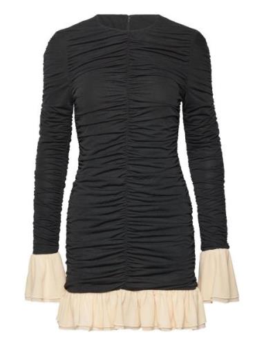 ROTATE Birger Christensen Mini Ruched Ls Dress Svart