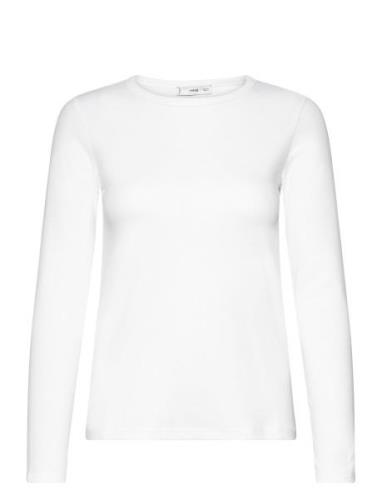 Long Sleeve Cotton T-Shirt Tops T-shirts & Tops Long-sleeved White Man...