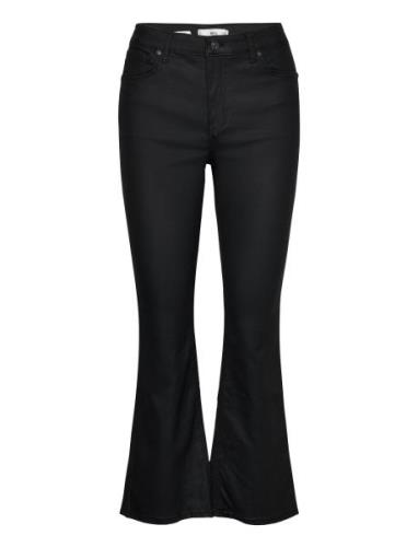 Waxed Flared Cropped Jeans Bottoms Jeans Flares Black Mango