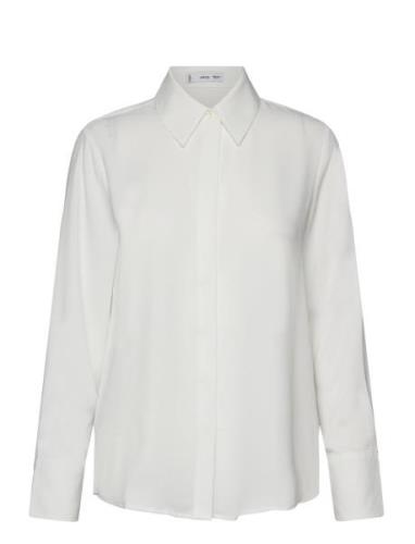 Regular Flowy Shirt Tops Shirts Long-sleeved White Mango