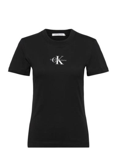 Monologo Slim Tee Tops T-shirts & Tops Short-sleeved Black Calvin Klei...