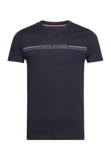 Stripe Chest Tee Tops T-shirts Short-sleeved Blue Tommy Hilfiger