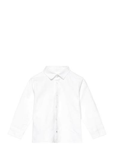 Oxford Cotton Shirt Tops Shirts Long-sleeved Shirts White Mango