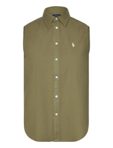 Polo Ralph Lauren Cotton Oxford Sleeveless Shirt Khaki Green