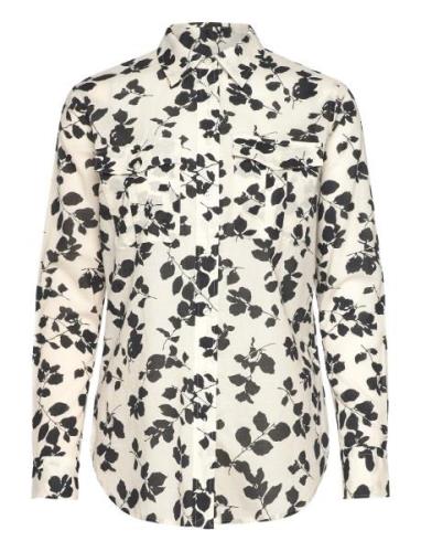 Lauren Ralph Lauren Classic Fit Leaf-Print Voile Shirt Kräm