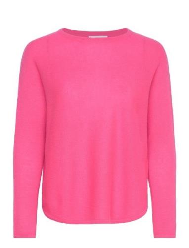 Curved Sweater Loose Tension Tops Knitwear Jumpers Pink Davida Cashmer...