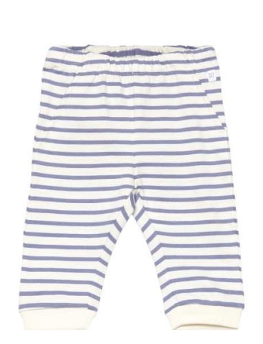Striped Cotton Trousers Bottoms Sweatpants Blue Mango