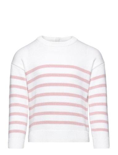 Striped Cotton-Blend Sweater Tops T-shirts Long-sleeved T-shirts Pink ...
