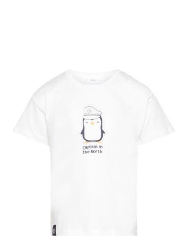 Printed Cotton-Blend T-Shirt Tops T-shirts Short-sleeved White Mango