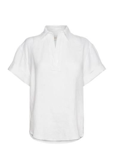 GANT Rel Linen Popover Ss Shirt Vit