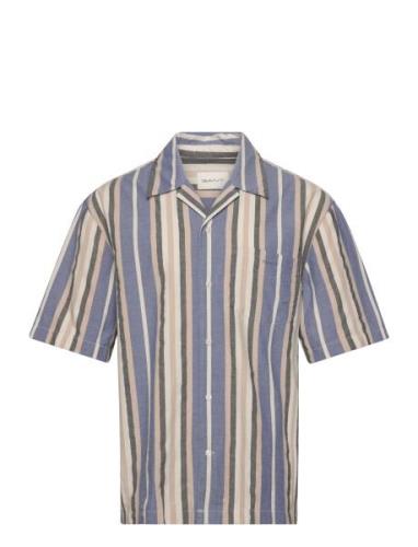 GANT Rel Wide Stripe Ss Shirt Blå